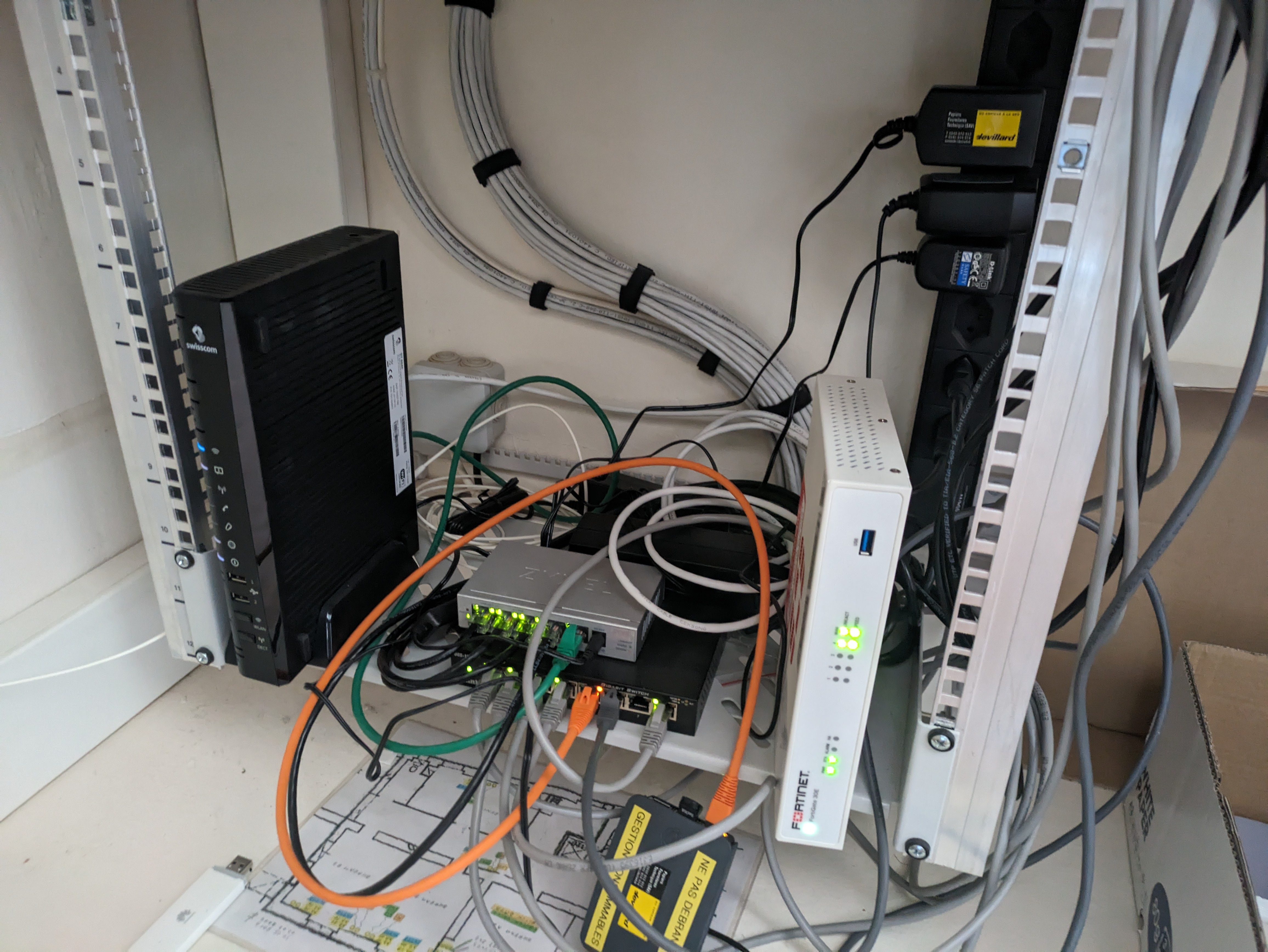 Rack réseau avant intervention